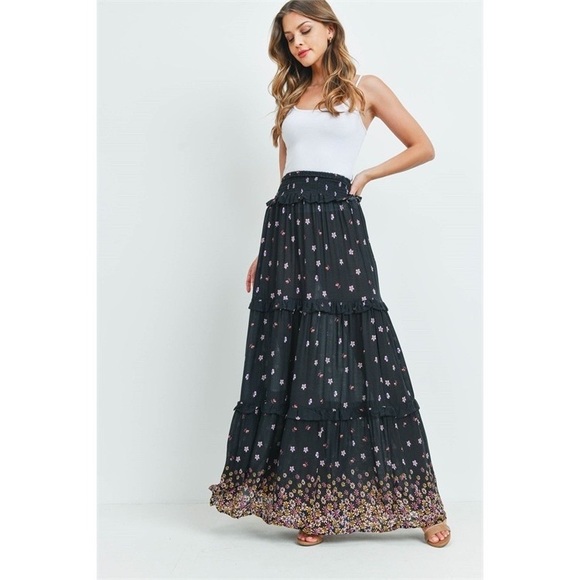 TALULLA | FLORAL DETAIL BOHO MAXI SKIRT - Picture 2 of 3